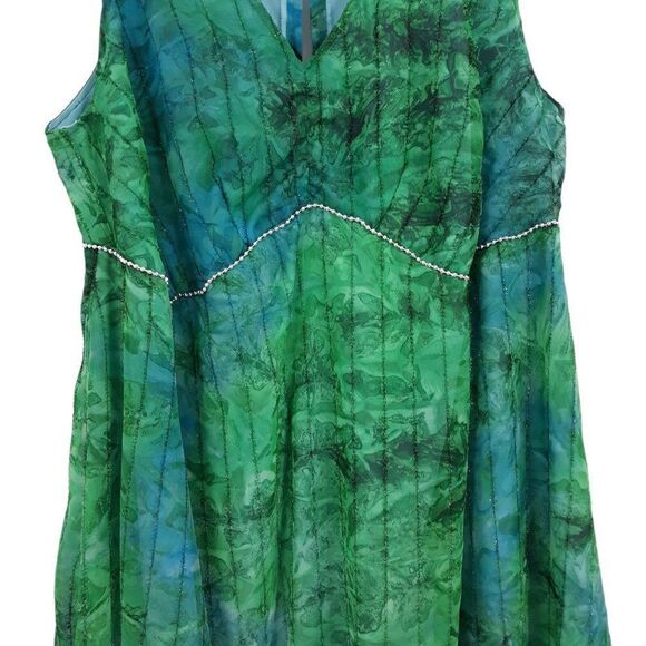 Vtg 70's Handmade Mu Mu Maxi Hostess Dress Watercolor Tie-dye Sz XL - Picture 2 of 7